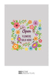 G3 - Vibrant florist 'flowers sold here' printed bespoke custom frosted window film