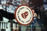 C9 - Customisable round cafe, coffee bean window sticker, high quality, vinyl sticky plastic, Commercial Window Glass Stickers