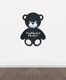 BB18 - Bespoke teddy bear chalkboard sticker, beautiful blackboard vinyl cut sticker, self adhesive easy install