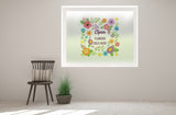 G3 - Vibrant florist 'flowers sold here' printed bespoke custom frosted window film
