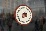 C11 - Customisable round cake slice window sticker, high quality, vinyl sticky back plastic, Commercial Window Glass Stickers