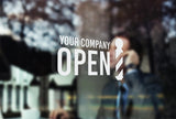 B17 - Bespoke barbers open sign, vinyl cut window sticker, contour cut, for commercial windows/glass or walls.
