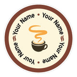 C10 - Customisable round coffee mug window sticker, high quality, vinyl sticky back plastic, Commercial Window Glass Stickers