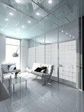 Patterned Decorative White Frosted Window Film - Privacy Frosted Glass Film Large BLOCK pattern