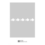 Bespoke cut out fishes repeated pattern, custom, decorative, frosted bathroom window film.
