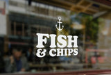 TR6 - Bespoke chip shop sign, vinyl cut window sticker, contour cut, for commercial windows/glass or walls.