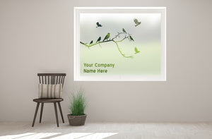 G2 - Personalised garden centre birds & branch cut out bespoke custom frosted commercial window film