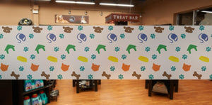P1 - Pet shop / Vet banner frosted window privacy partition - screening window partition decal.