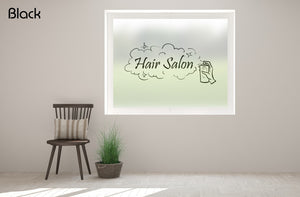 B21 - Hair salon, hair spray printed bespoke custom frosted window film