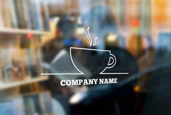 C5 - Personalised cafe sign, vinyl cut window sticker, contour cut, for commercial windows/glass or walls.
