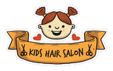Bespoke kids hair salon sign window sticker, a high quality, vinyl sticky back plastic decal, Commercial Window Glass Stickers