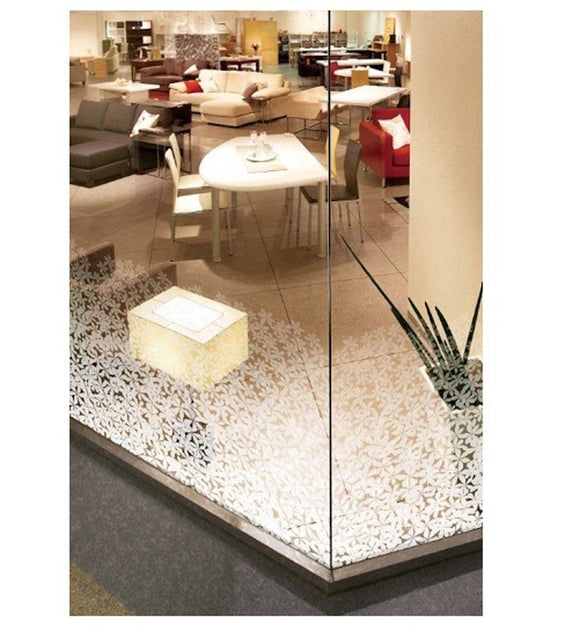 Patterned Decorative White Frosted Window Film - Privacy Frosted Glass Film Flowers PATTERN